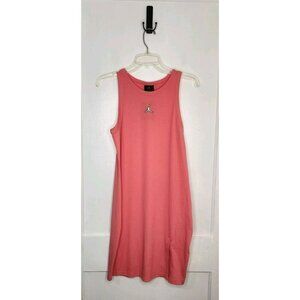 NWT Size Large Jordan Pink Ribbed Tight Fit Tank Dress Sporty Logo 90s Y2K